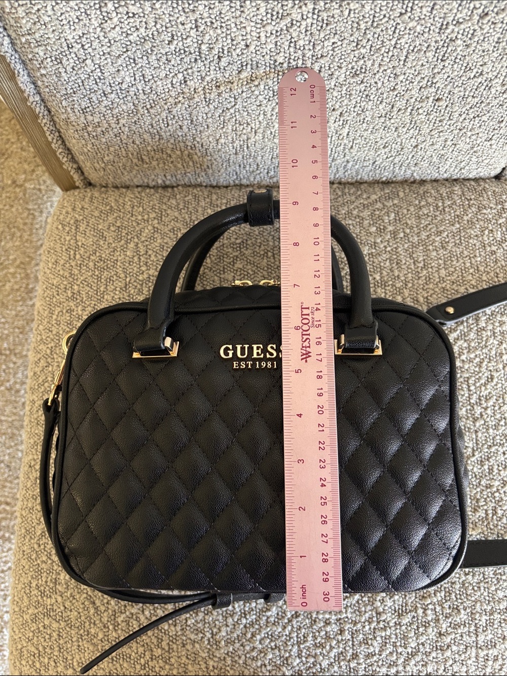 Guess Atabey Quilted Box Satchel Bag w/ Detachable Adjustable Strap New - Picture 12 of 16